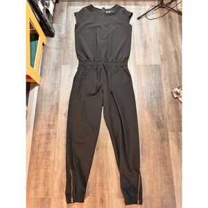 Albion Jetset Jumpsuit Black Short Sleeve Jogger Ankle Zip XS